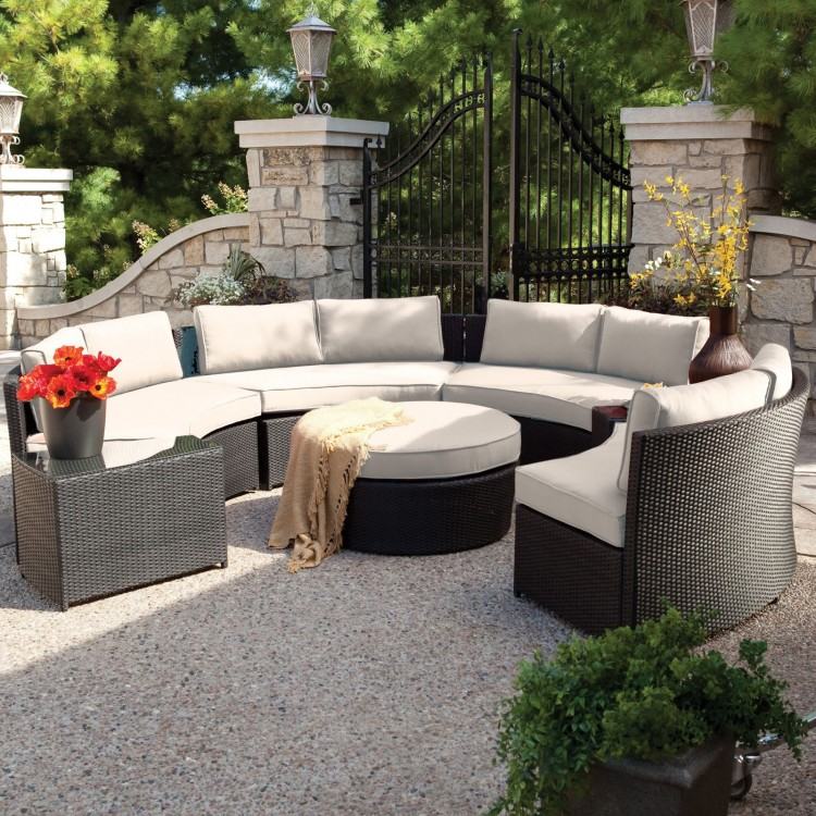 Charming Curved Modern Wicker Patio Furniture With Glass Coffee Table Top:  Best All Weather Patio Furniture Designs ~ rudedogdesigns
