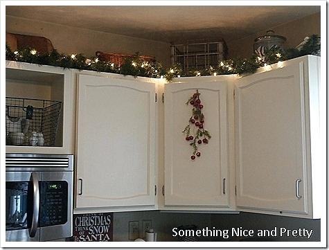 Decorating Above  Kitchen Cabinets Christmas Winter Top Of Cabinet