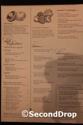 The dinner menus does not include dessert as the dessert menu is only  presented after the main course is completed