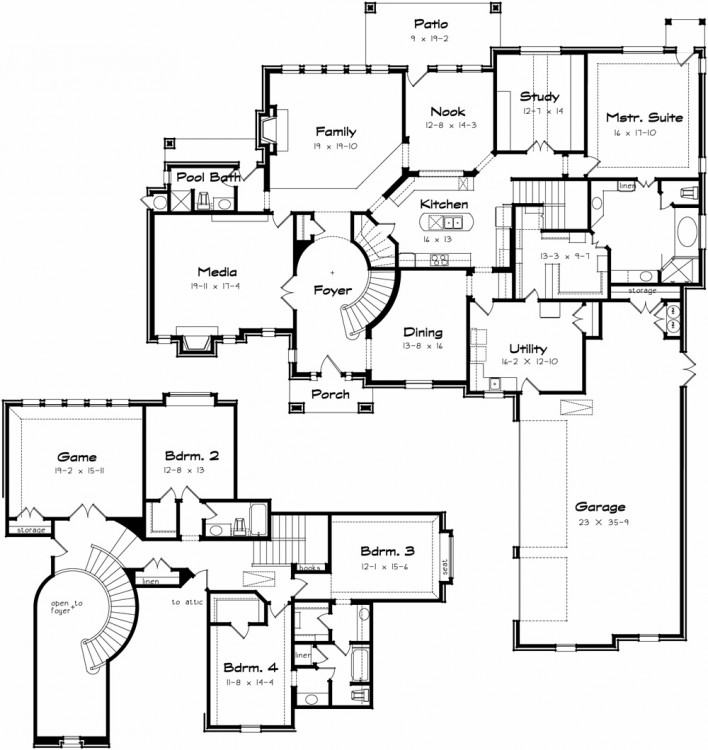 Double Staircase House Grand Foyer Floor Plan For Sale