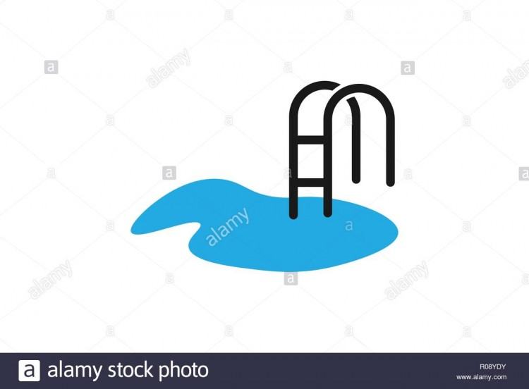 Heart shaped swimming pool with stairs isolated on white background