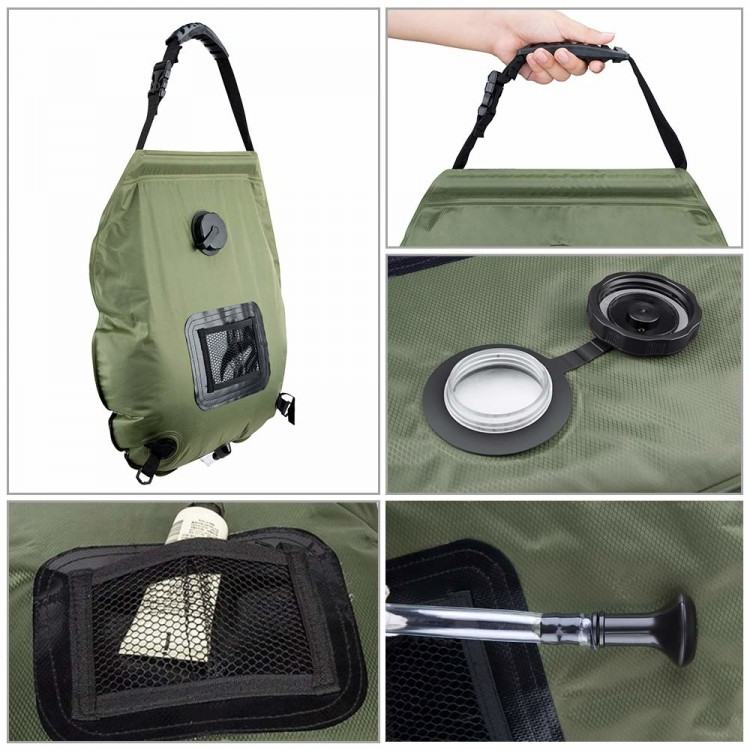 20L Solar Heated Camp Shower Bag Outdoor Shower Water Bag for Camping  Hiking