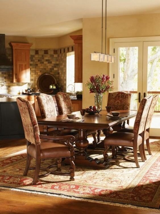 Banded Mahogany Foot Dining Table w/ 1 Leaf & 6 Chairs By: Lexington Furn