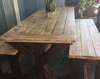Hand Crafted Piece Reclaimed Redwood Patio Furniture Set Etsy Inside  Remodel