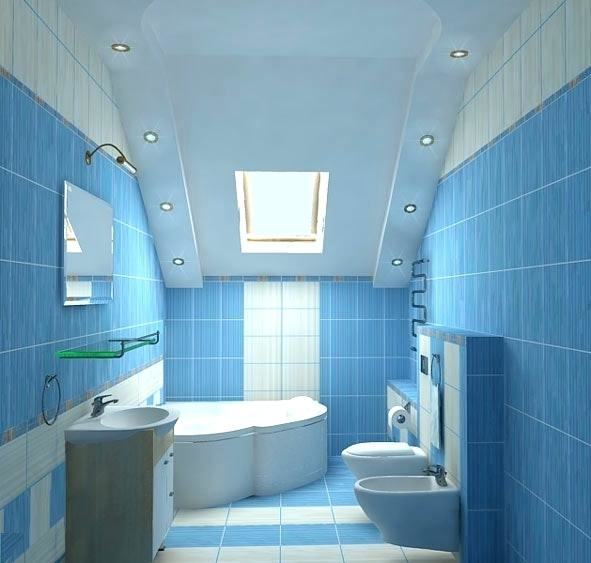 blue and white bathroom bhg