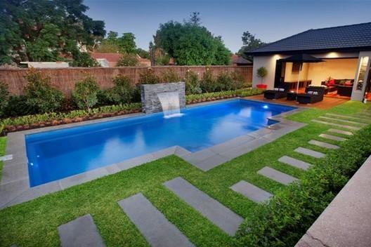 Small pool garden charms with its trendy, contemporary style [Design:  Jeffrey Erb Landscape