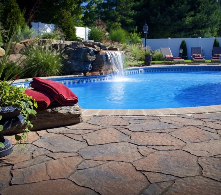Stamped Concrete Patio Ideas For In Ground Pool Designs With Around